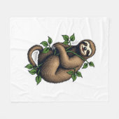 Retro Faultier Linien Kunst Vintage T-Shirt (4) Fleecedecke (Vorderseite (Horizontal))