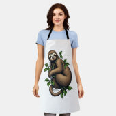 Retro Faultier-Linienkunst Vintage T-Shirt (4) Schürze (Getragen)