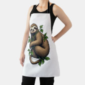 Retro Faultier-Linienkunst Vintage T-Shirt (4) Schürze (InSitu)