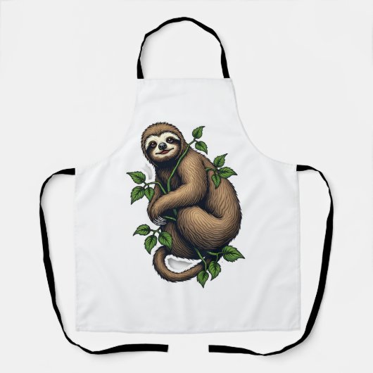 Retro Faultier-Linienkunst Vintage T-Shirt (4) Schürze (Vorderseite)