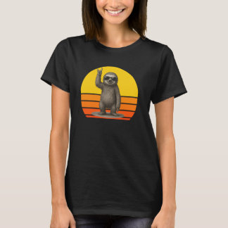 Retro Faultier Rock Sonnenuntergang, Lustiges Faul T-Shirt