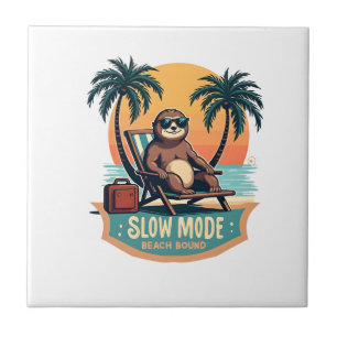 Retro-Faultier-Urlaubsshirt Lustiges Tropisches Re Fliese