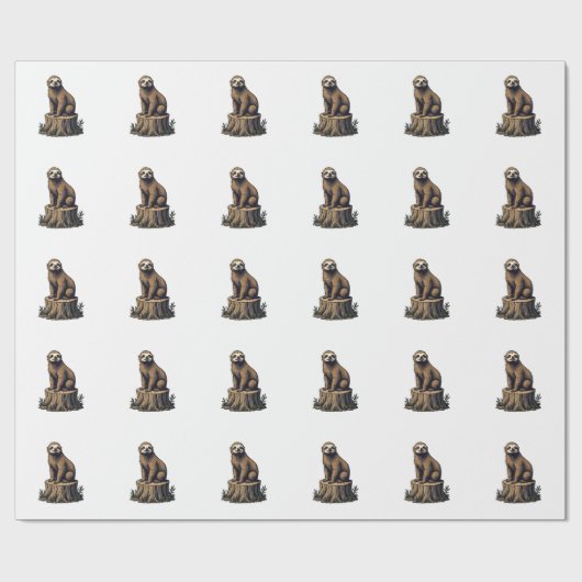 Retro-Faultiergravur-Wildlife-Shirt (3) Geschenkpapier (Flach)