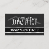Retro Faux Silver Handyman Tools Layer Visitenkarte (Vorderseite)