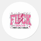 Retro Fck Cancer Kämpfe wie ein Queen Breast Cance Runder Aufkleber (Vorderseite)