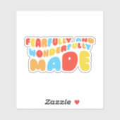 Retro Fearful & Wonderful Made Psalms 139:14 Aufkleber (Blatt)