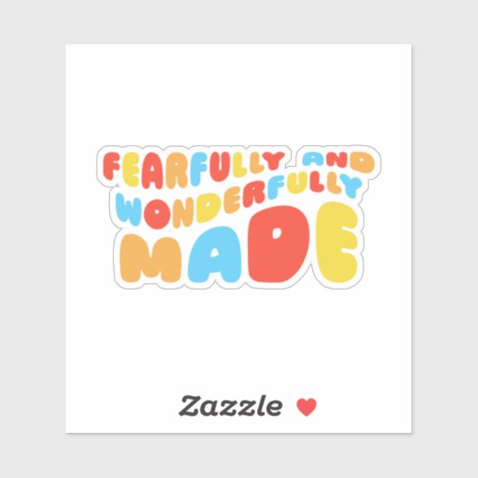 Retro Fearful & Wonderful Made Psalms 139:14 Aufkleber (Blatt)