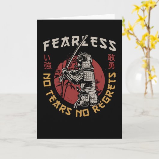 Retro Fearless Samurai - Samurai Zitat Karte (Gelbe Blume)