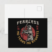 Retro Fearless Samurai - Samurai Zitat Postkarte (Vorne/Hinten)
