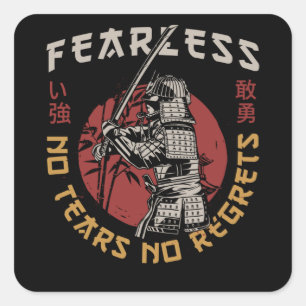 Retro Fearless Samurai - Samurai Zitat Quadratischer Aufkleber