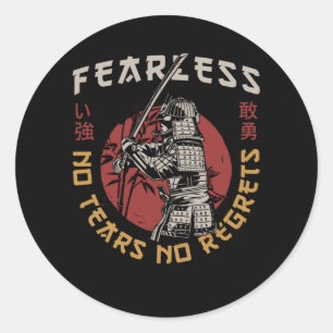 Retro Fearless Samurai - Samurai Zitat Runder Aufkleber