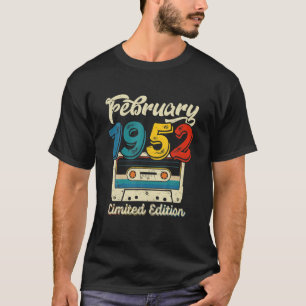 Retro Februar 1952 Kassette Tape 70. Geburtstag De T-Shirt