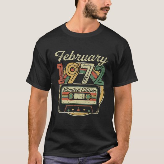Retro Februar 1972 Cassette Tape 50th Birthday De T-Shirt (Vorderseite)