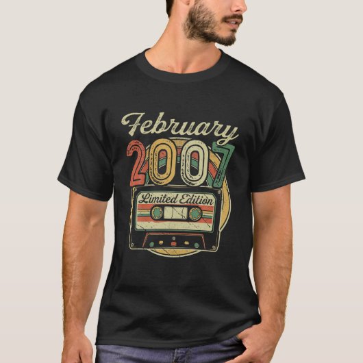 Retro Februar 2007 Cassette Tape 15th Birthday De T-Shirt (Vorderseite)