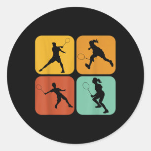 Retro Federball I Schläger I Federball I Badminton Runder Aufkleber