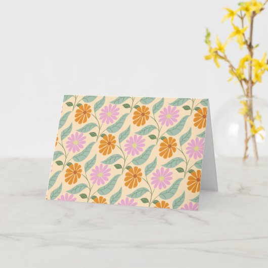 Retro Federblumen Karte (Gelbe Blume)