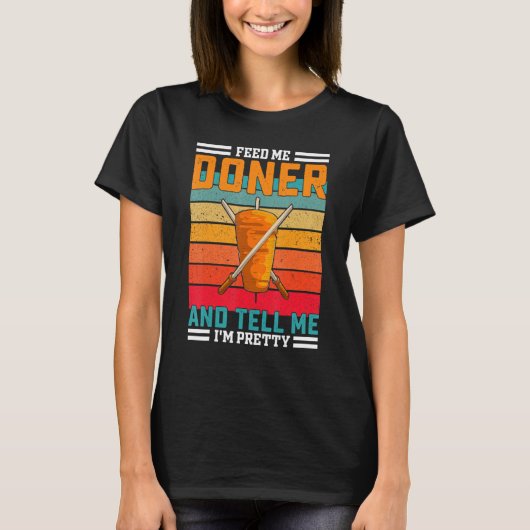 Retro Feed Me Doner Funny Saying - Turkish Kebab T-Shirt (Vorderseite)
