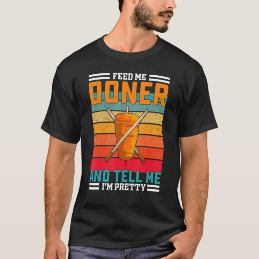 Retro Feed Me Doner Funny Saying - Turkish Kebab T-Shirt (Vorderseite)
