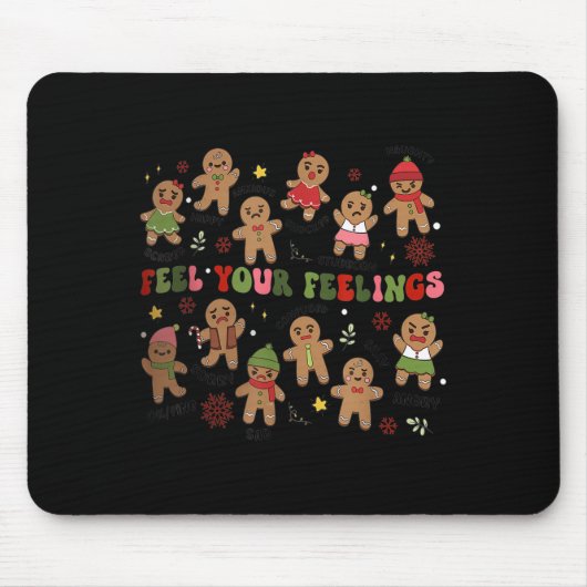 Retro Feel Your Feelings Gingerbread Christmas Men Mousepad (Vorne)