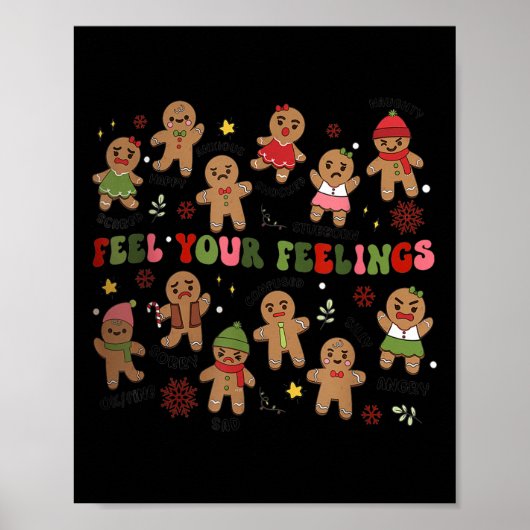 Retro Feel Your Feelings Gingerbread Christmas Men Poster (Vorne)