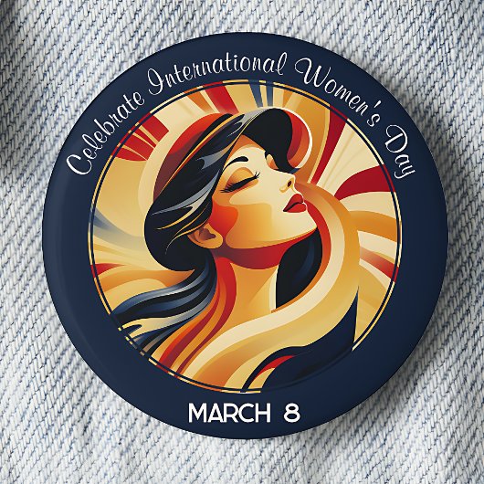 Retro feiert Internationalen Frauentag Button