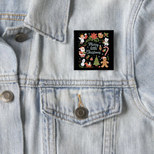 Retro-Feiertag Vintage Frohe kleine Weihnachten Button