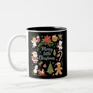 Retro-Feiertag Vintage Frohe kleine Weihnachten Zweifarbige Tasse