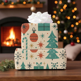 Retro-Feiertage im Mid-Century-Modern-Stil  Geschenkpapier