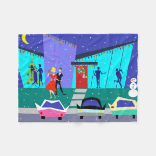 Retro Feiertags-Cartoon-WeihnachtsFleece-Decke Fleecedecke