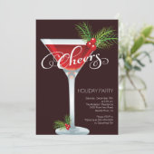 Retro Feiertags-Cocktail-Party Einladung (Stehend Vorderseite)