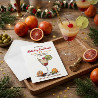 Retro-Feiertags-Cocktails Weihnachtsfeier-Einladun Einladung