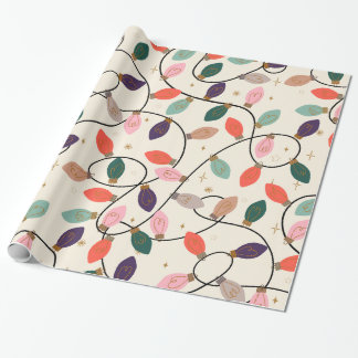 Retro-Feiertags-Lichterkette-Muster Geschenkpapier