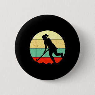 Retro-Feldhockey-Schläger-Mädchen-Trainer-Feldhock Button