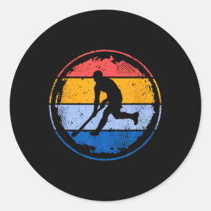 Retro-Feldhockeyspieler Teenager-Jungen Hockey Runder Aufkleber