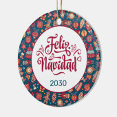 Retro Feliz Navidad Personalisiert Keramik Ornament (Links)