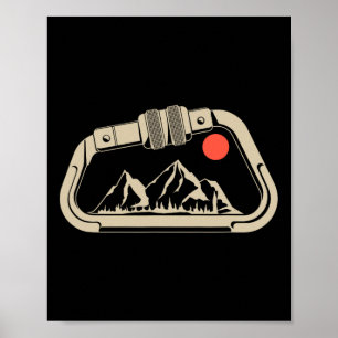 Retro-Felsenkletter-Bouldering-Berg-Karabiner Poster