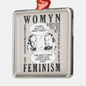 Retro Feminist Spaß Silbernes Ornament (Links)