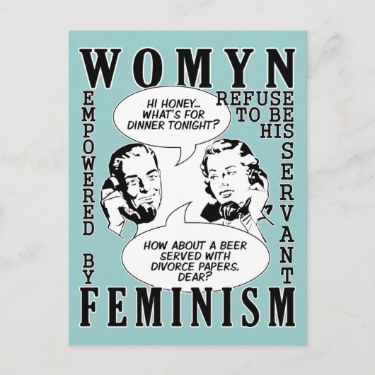 Retro-feministische Humor-Postkarten Postkarte (Vorderseite)