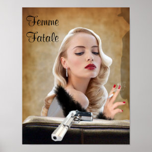 Retro Femme Fatale Diva - Rauchen und Waffen Poster