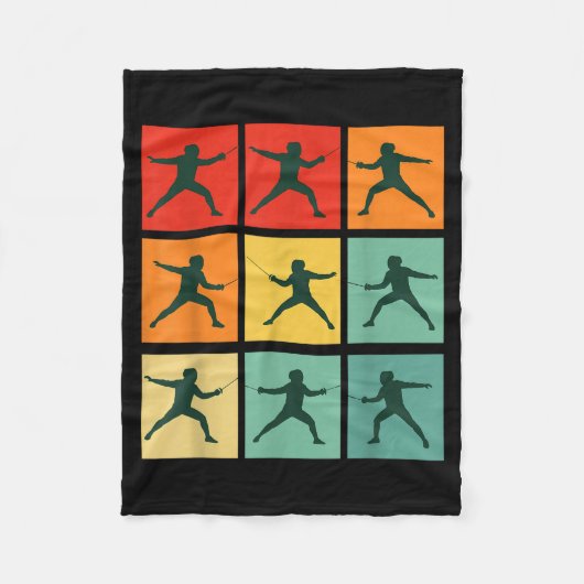 Retro Fencing For Christmas Srty Fencer Athlete Fleecedecke (Vorderseite)