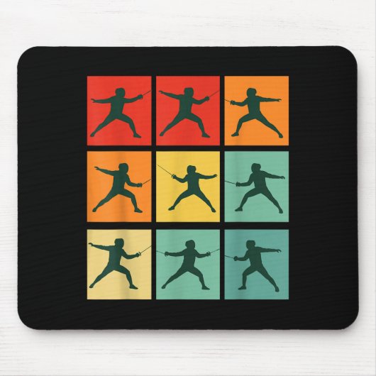 Retro Fencing For Christmas Srty Fencer Athlete Mousepad (Vorne)