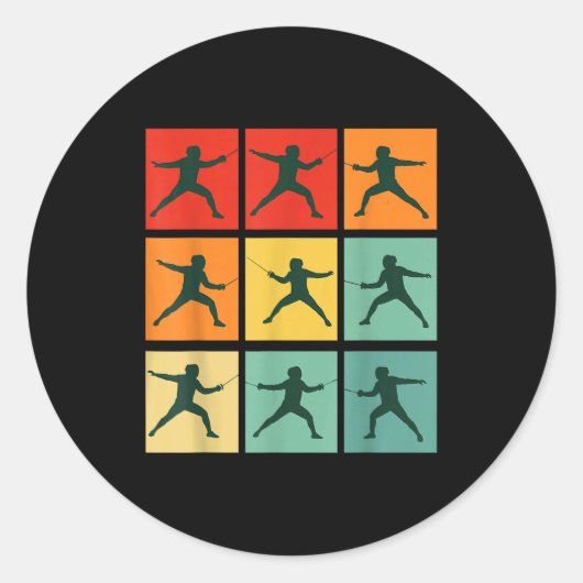 Retro Fencing For Christmas Srty Fencer Athlete Runder Aufkleber (Vorderseite)