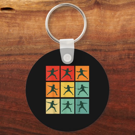 Retro Fencing For Christmas Srty Fencer Athlete Schlüsselanhänger (Vorderseite)