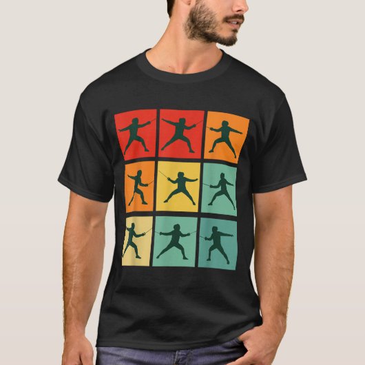 Retro Fencing For Christmas Srty Fencer Athlete T-Shirt (Vorderseite)