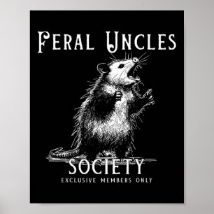 Retro Feral Uncle Society Funny Opossum Liebhaber Poster
