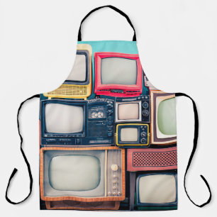 Retro-Fernsehempfänger-Set aus den circa 60er, 70e Schürze