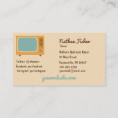 Retro Fernsehen-FernsehVisitenkarte-Creme-Gold Visitenkarte (Rückseite)