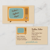 Retro Fernsehen-FernsehVisitenkarte-Creme-Gold Visitenkarte (Vorne/Hinten)