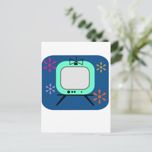 Retro-Fernseher Postkarte (Stehend Vorderseite)
