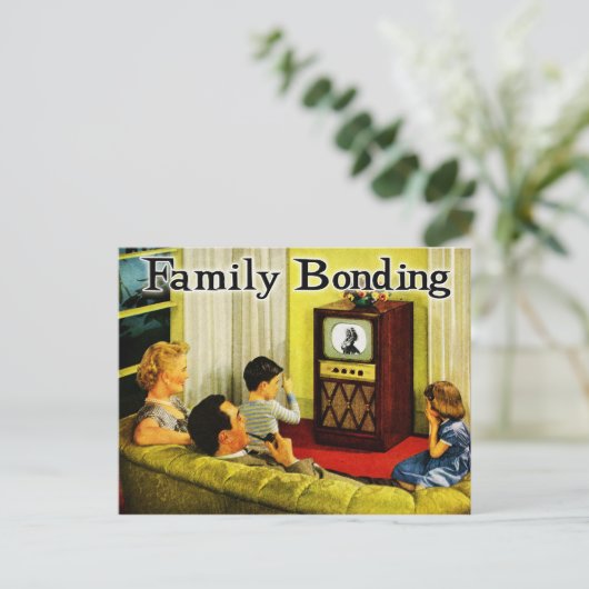 Retro Fernsehfamilien-Postkarte Postkarte (Stehend Vorderseite)